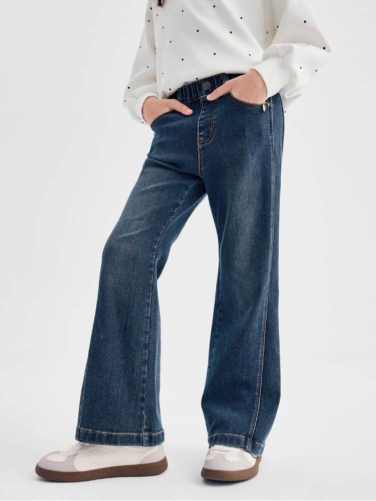 بالابالا بنطلون جينز واسع الأرجل بتفصيل خياطة للبنات - Image 2