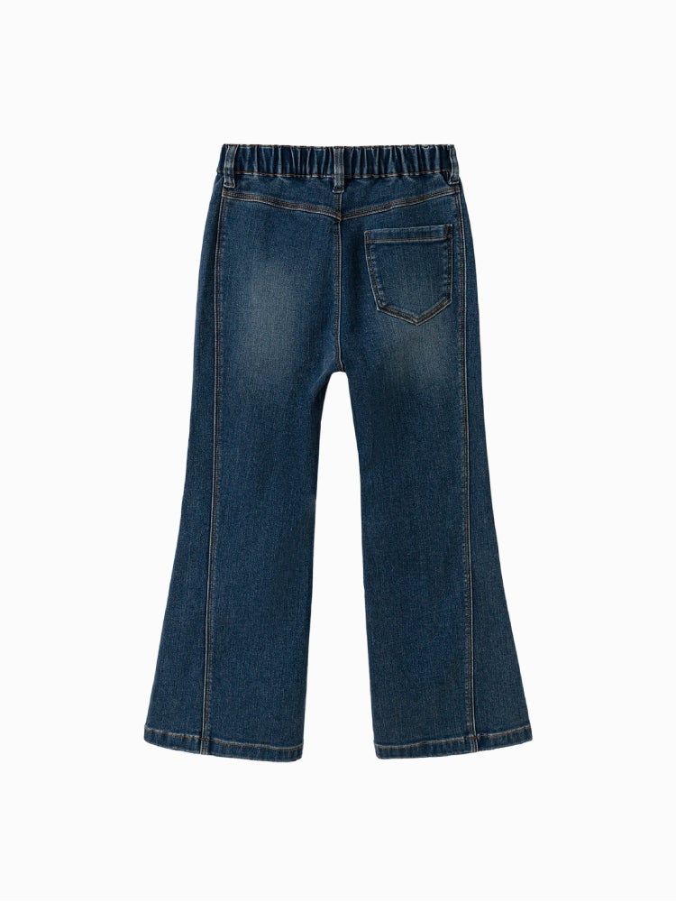 بالابالا بنطلون جينز واسع الأرجل بتفصيل خياطة للبنات - Image 5