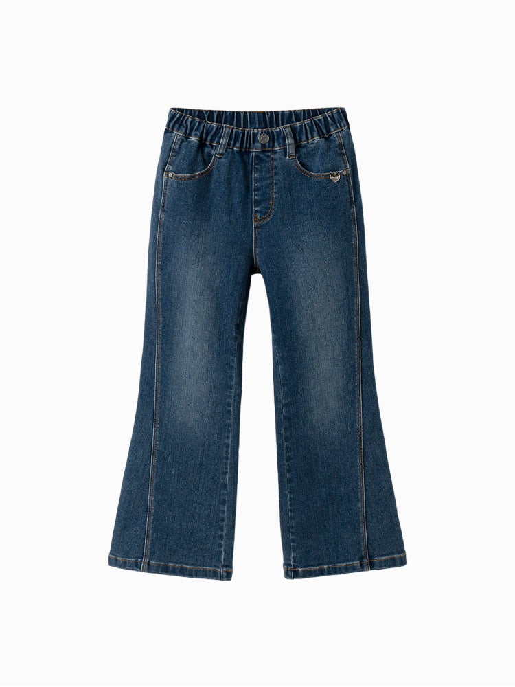 بالابالا بنطلون جينز واسع الأرجل بتفصيل خياطة للبنات - Image 4