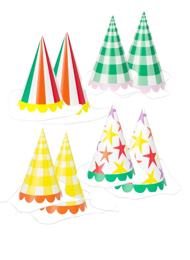 توكينج تيبلز قبعات حفلات ورقية متعددة الألوان من توكينج تيبلز - مثالية لأعياد الميلاد والحفلات وحفلات استقبال المولود - عبوة من 8 قطع - Image 1