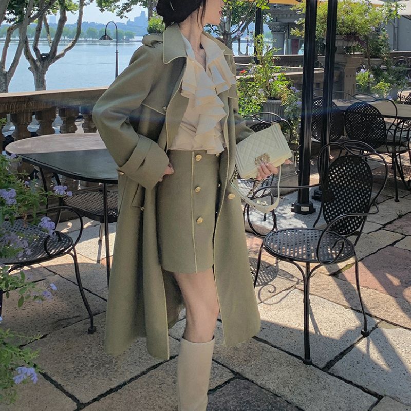 Plus Size Vintage Womens Spring Autumn Jacket Trendy Student Casual Long Windbreaker British Style Elegant Fashion Coat Sets 933  - Image 2
