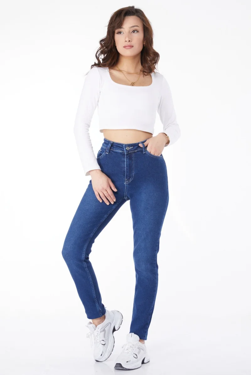 Tofisa Plain Mid Women's Blue Skinny Leg Jeans - 24915