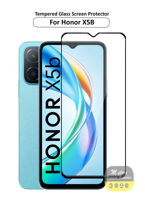 For Honor X5b Screen Protector – Edge to Edge Tempered Glass Screen Protector, High Transparency, Delicate Touch, Anti-Explosion, Smooth Arc Edges, Easy Installation