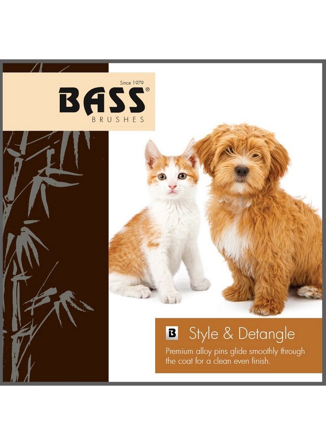 Bass Style & Detangle Pet Brush Alloy Pin | Pure Bamboo Handle | Medium Oval | Dark Finish | Model A9-DB - Image 2