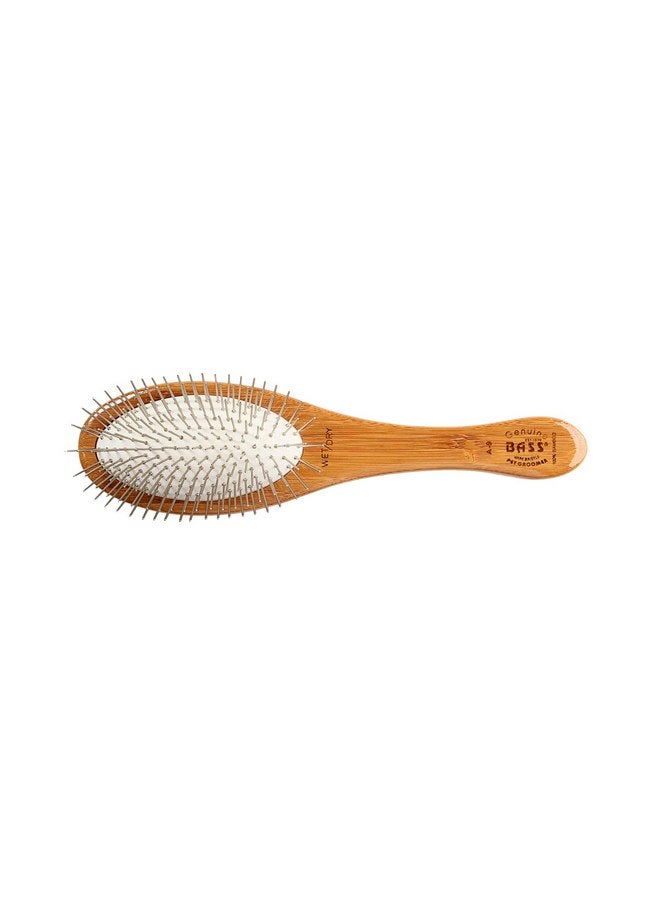 Bass Style & Detangle Pet Brush Alloy Pin | Pure Bamboo Handle | Medium Oval | Dark Finish | Model A9-DB - Image 3