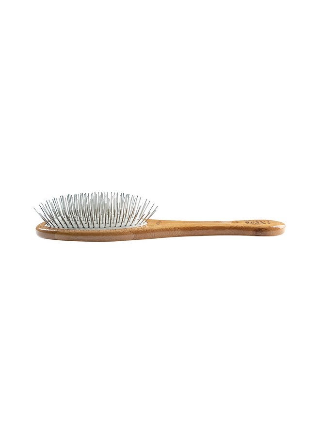 Bass Style & Detangle Pet Brush Alloy Pin | Pure Bamboo Handle | Medium Oval | Dark Finish | Model A9-DB - Image 4