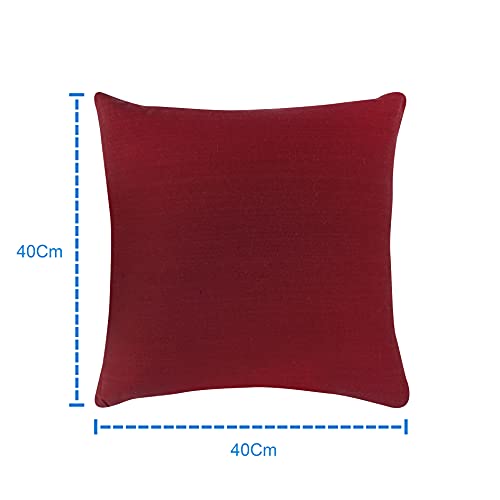 AIRWILL Cotton Plain Maroon Themed Cushion Covers for Cushions & Pillows (Maroon, Pack of 5) - Image 2