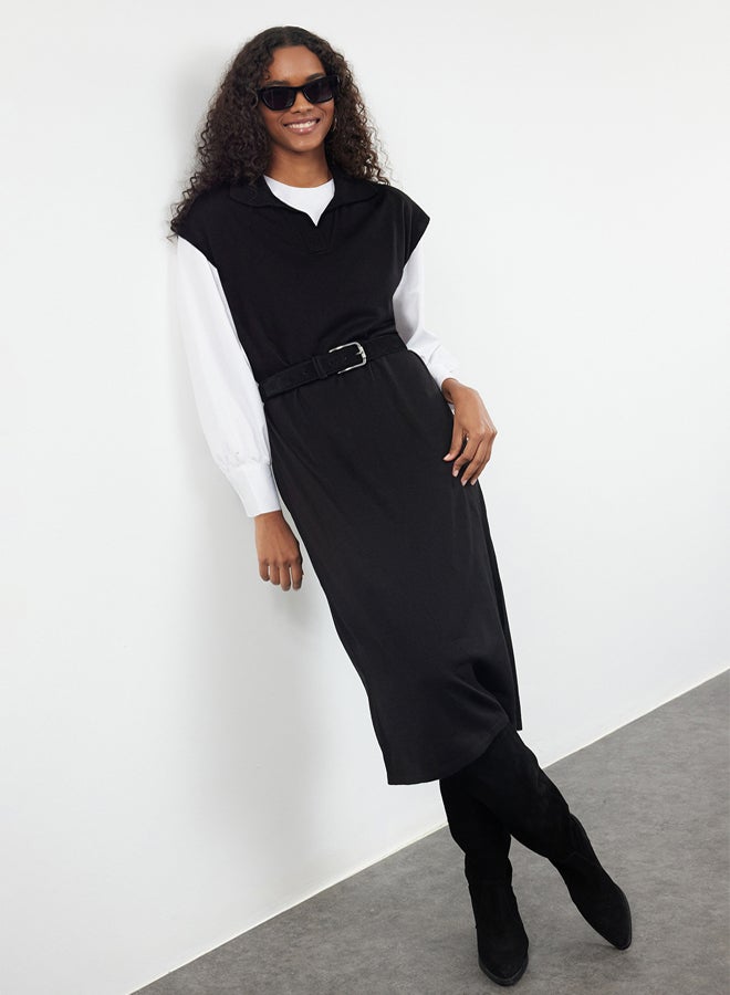 trendyol Black Long Knitwear Sweater Dress - Image 2