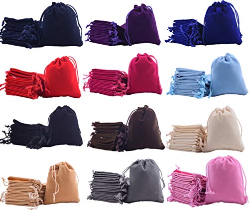 Sansam 48pcs 12 Colors Mixed Drawstrings Velvet Gift Bags Jewelry Pouches for Wedding Favors, Candy Bags, Party Favors, 4.0x4.8'' - Image 5