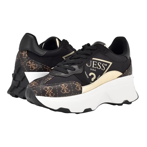 Guess Women's Calebb Sneaker, Black/Gold Multi 001, 11 - Image 2
