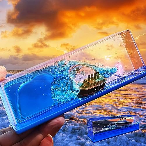 PTAEXCEL Unsinkable Boat in a Box Unsinkable Cruise Ship Toy Cruise Ship Fluid Drift Bottle Cruise Ship Fluid Drift Model Decoration Home Decoration Toys Gift Blue - Image 1