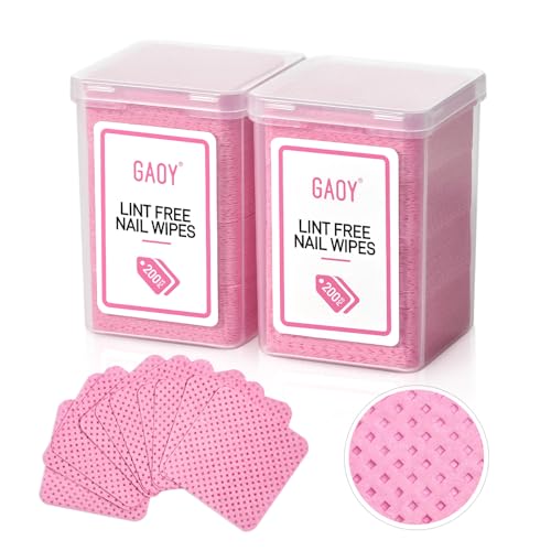 GAOY Lint Free Nail Wipes 400 Pcs Nail Polish Remover Pads NonWoven Cotton Pads Gel Cleaning Wipes Manicure Supplies for Professional Salon and DIY Art - Image 1