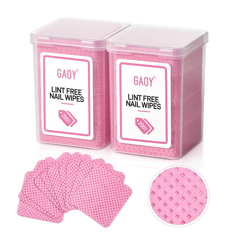 GAOY Lint Free Nail Wipes 400 Pcs Nail Polish Remover Pads NonWoven Cotton Pads Gel Cleaning Wipes Manicure Supplies for Professional Salon and DIY Art - Image 2