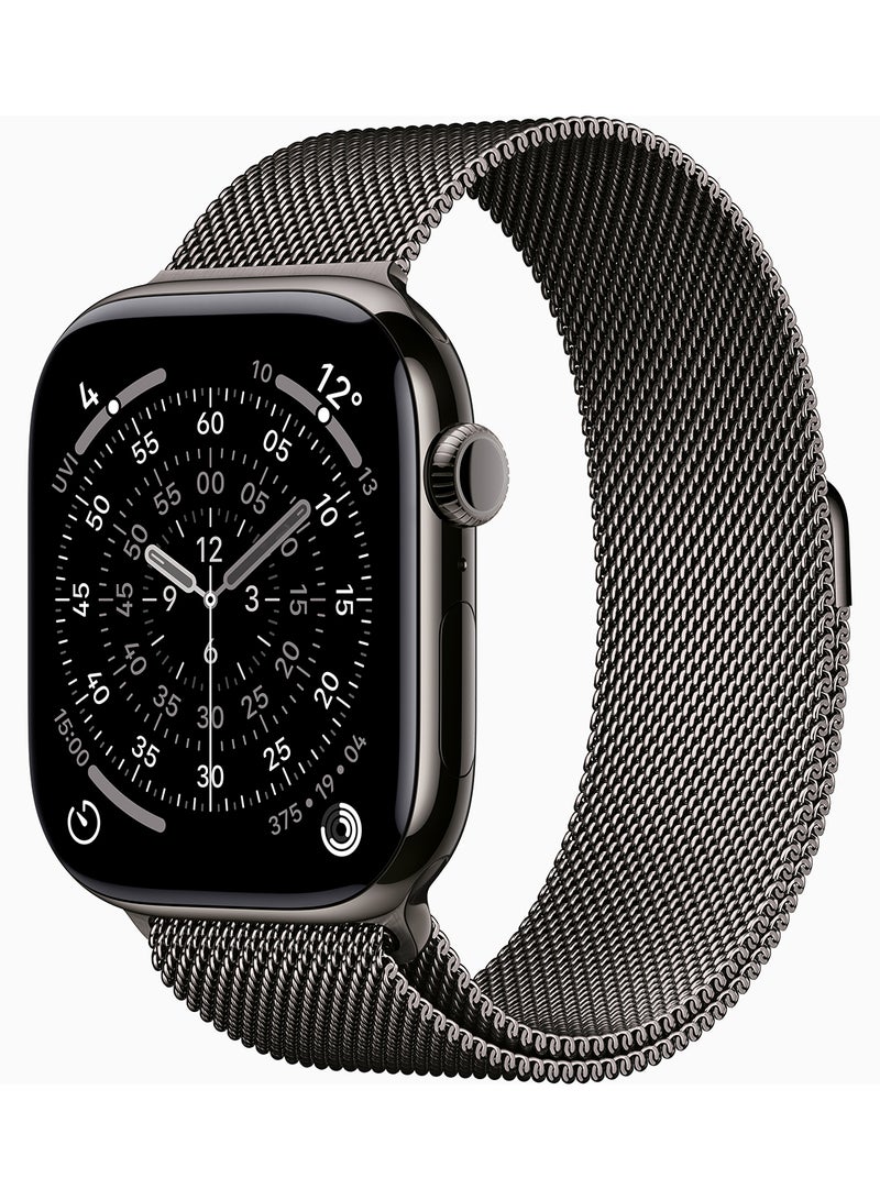Apple Watch Series 11 GPS + Cellular 46mm (Middle East Version) Slate Titanium Case With Slate Milanese Loop - S/M - Image 1