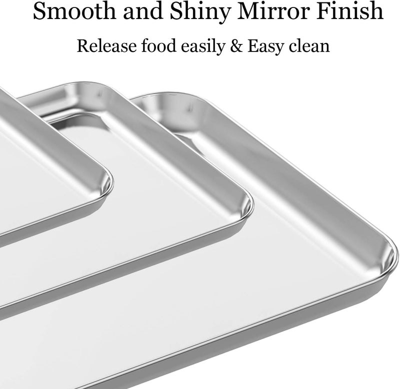 Wildone Upgraded simple practical design Baking Sheet Set of 3, Stainless Steel Cookie Sheet Baking Pan, 22.9/30.5/40.6 cm, Non Toxic & Heavy Duty & Easy Clean Hanging space save - Image 3