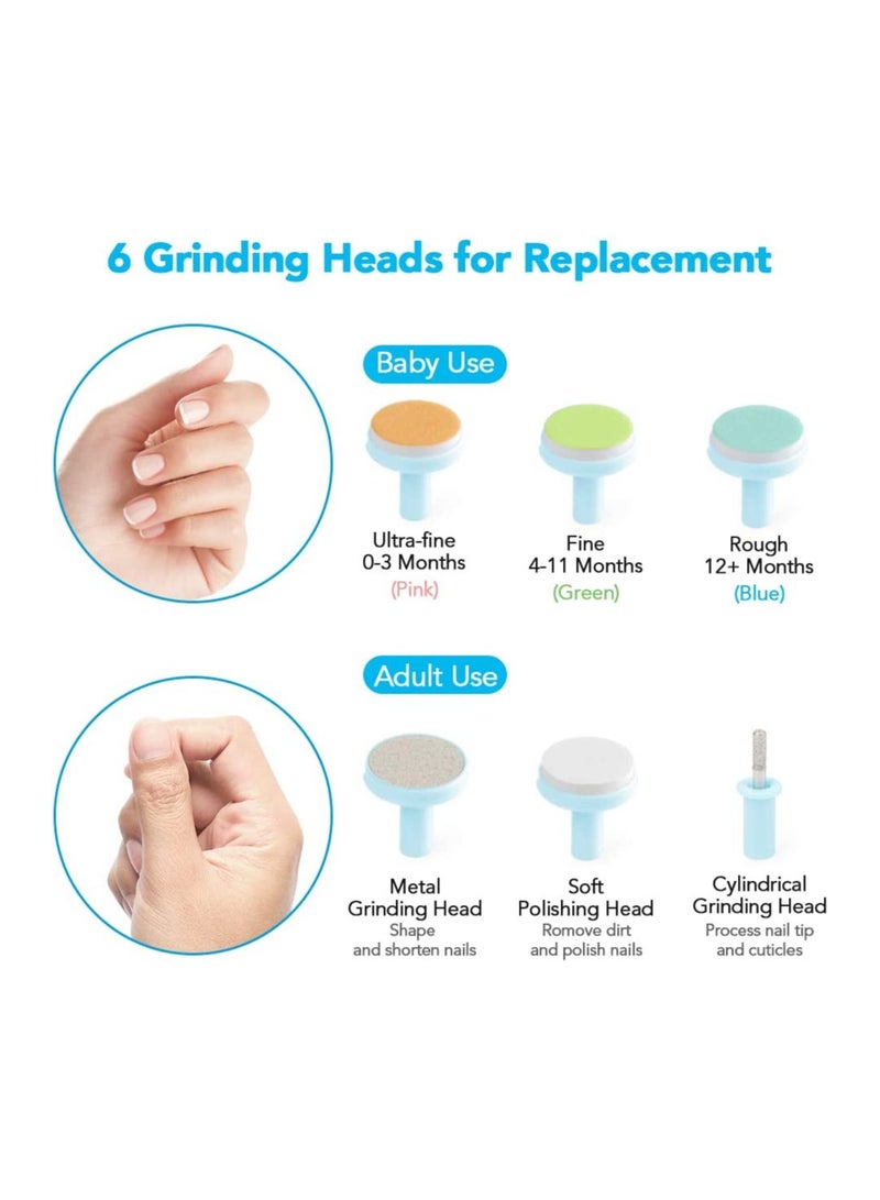 Baby Electric Nail File Drill for Baby No Sharp Claws Hurt, Nail Care Professional Manicure Pedicure System for Beauty Nail Art, 6 in 1 Safety Cutter Trimmer Clipper for Toes and Fingers - Image 2