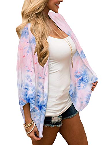 Chunoy Women Casual Summer Outwear Short Sleeve Chiffon Tie Dyed Kimono Cover Up XX-Large - Image 2