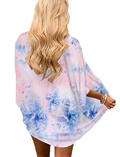 Chunoy Women Casual Summer Outwear Short Sleeve Chiffon Tie Dyed Kimono Cover Up XX-Large - Image 3