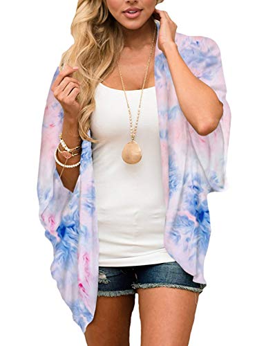 Chunoy Women Casual Summer Outwear Short Sleeve Chiffon Tie Dyed Kimono Cover Up XX-Large - Image 4