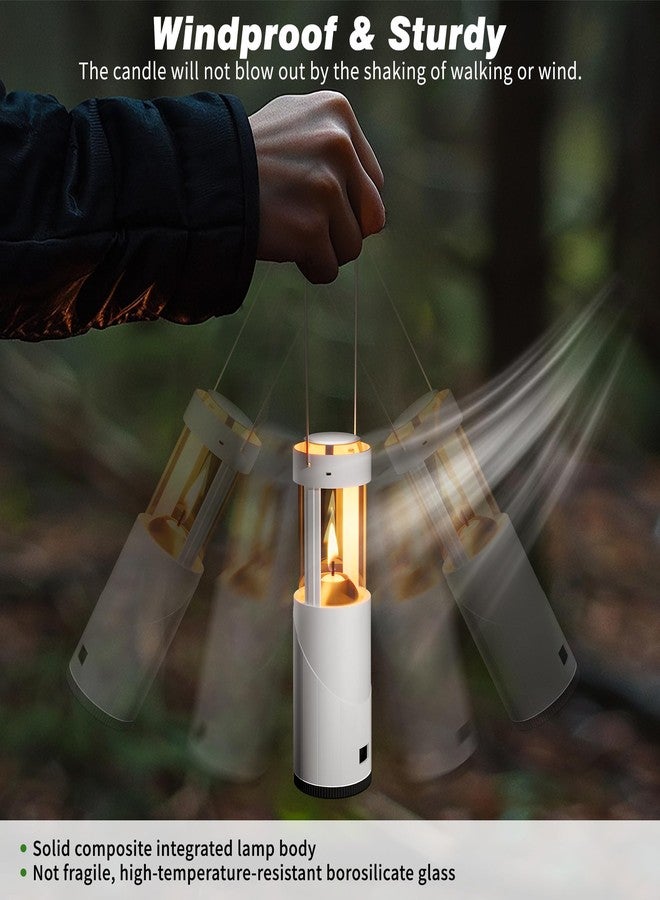 NOMFIX 10Hour Long-Burning Mini Candle Lantern, Portable Lantern for Candles, Hangable Camping Emergency Lantern, Outdoor Survival Lighting, 1 Candle & Storage Bag, Upgraded Stainless Steel - White - Image 3