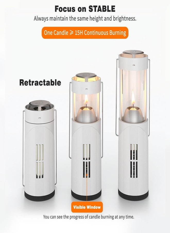 NOMFIX 10Hour Long-Burning Mini Candle Lantern, Portable Lantern for Candles, Hangable Camping Emergency Lantern, Outdoor Survival Lighting, 1 Candle & Storage Bag, Upgraded Stainless Steel - White - Image 4