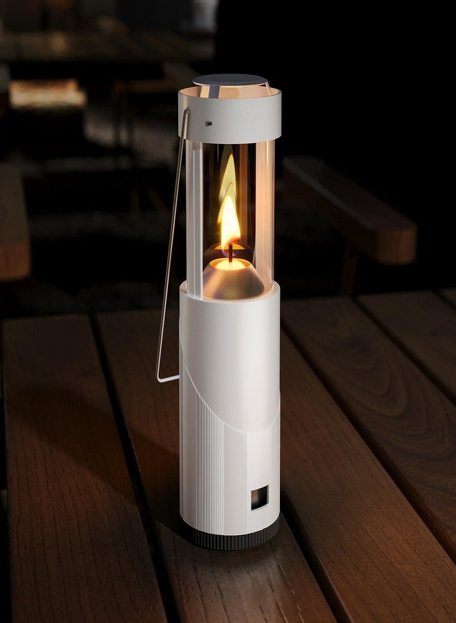 NOMFIX 10Hour Long-Burning Mini Candle Lantern, Portable Lantern for Candles, Hangable Camping Emergency Lantern, Outdoor Survival Lighting, 1 Candle & Storage Bag, Upgraded Stainless Steel - White - Image 1