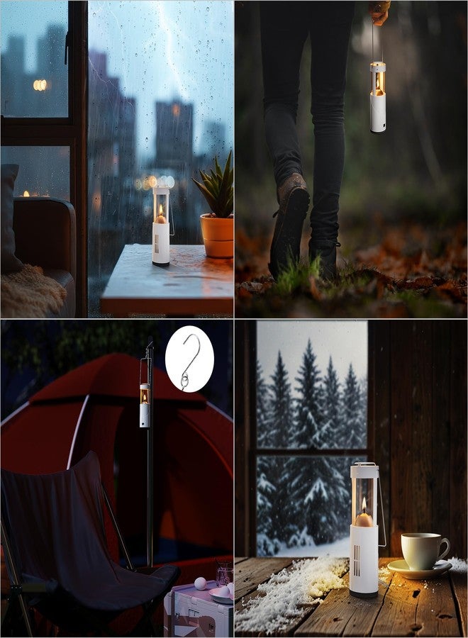 NOMFIX 10Hour Long-Burning Mini Candle Lantern, Portable Lantern for Candles, Hangable Camping Emergency Lantern, Outdoor Survival Lighting, 1 Candle & Storage Bag, Upgraded Stainless Steel - White - Image 5