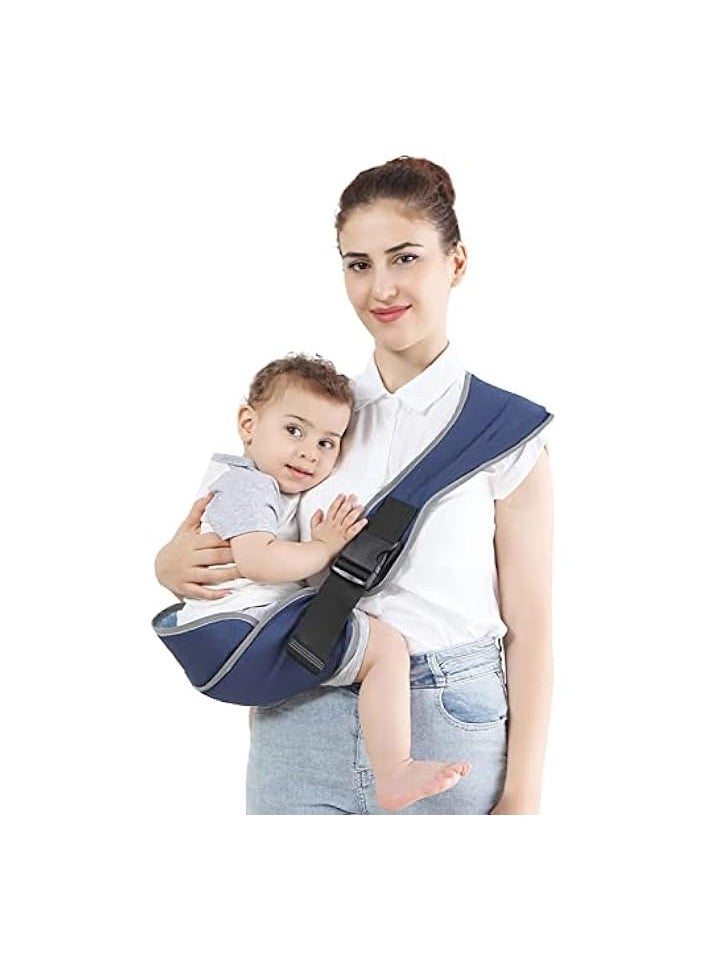 erorex - Carrier, Portable Adjustable Child Sling, Ergonomic One Shoulder Labor Saving Polyester Half Wrapped Toddler Sling with Anti-Slip Particles, for Children 6-36 Months (Blue) - Image 1