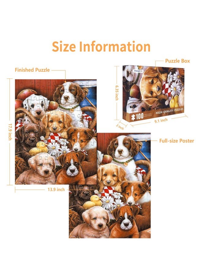 CHengQiSM - 100 Piece Puzzles For Kids Dog Puzzle 100 Piece Puzzles For Adults Puppy Group Photo Puzzles 100 Pieces For Adults 100 Piece Puzzles For Seniors Kids Puzzles 100 Piece Dogs Selfie 100 Piece Puzzle - Image 1
