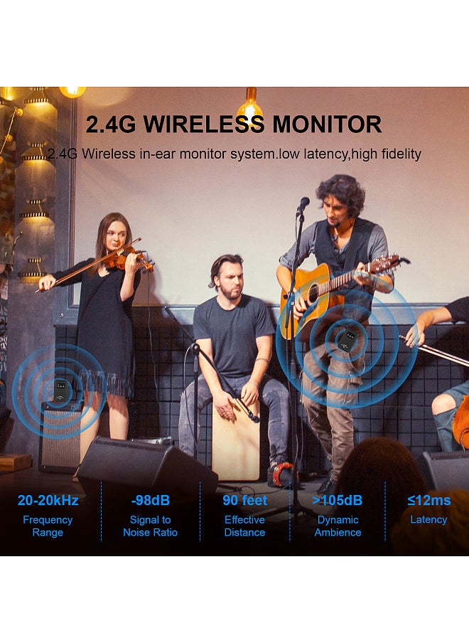 Generic - 2.4G Wireless In Ear Monitor System Wireless IEM System with Transmitter Receiver Automatic Pairing Professional In Ear Monitor - Image 1