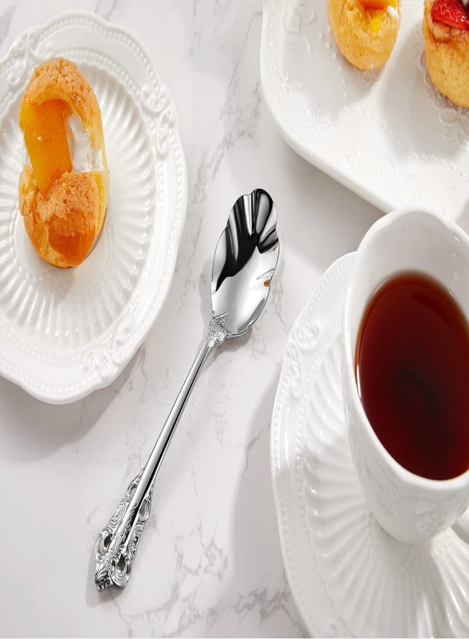 KEAWELL Premium Luxury 4-Piece 6" Tea Spoon Set, 18/10 Stainless Steel, Vintage Coffee Espresso Demitasse Spoons, Smooth Edges, Dishwasher Safe (Silver) - Image 5