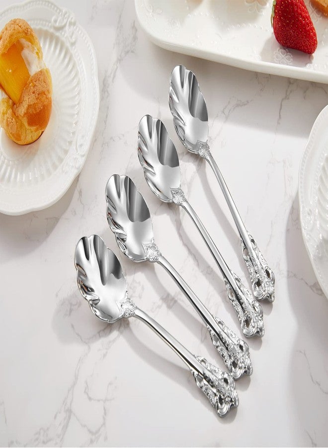 KEAWELL Premium Luxury 4-Piece 6" Tea Spoon Set, 18/10 Stainless Steel, Vintage Coffee Espresso Demitasse Spoons, Smooth Edges, Dishwasher Safe (Silver) - Image 4
