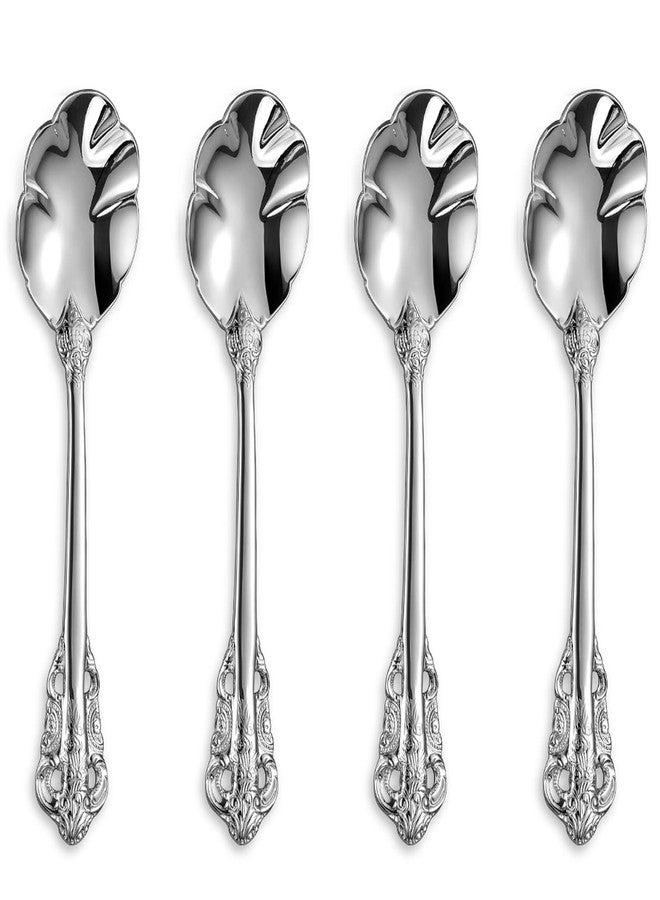 KEAWELL Premium Luxury 4-Piece 6" Tea Spoon Set, 18/10 Stainless Steel, Vintage Coffee Espresso Demitasse Spoons, Smooth Edges, Dishwasher Safe (Silver) - Image 1