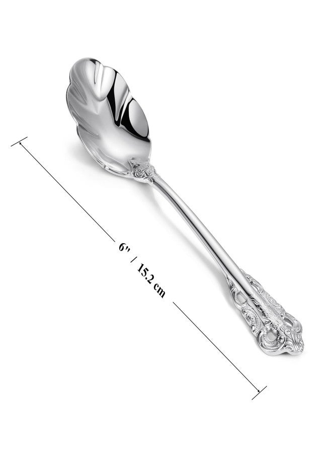 KEAWELL Premium Luxury 4-Piece 6" Tea Spoon Set, 18/10 Stainless Steel, Vintage Coffee Espresso Demitasse Spoons, Smooth Edges, Dishwasher Safe (Silver) - Image 2