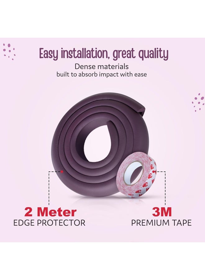 Luvlap Baby Proofing Edge Corner Guards, Extra Thick 2 Meter, Furniture Corner Cushion for Child Safety, 3M Adhesive Tape, Corner Protector for Baby, Edge Guard Strips, Non Toxic, BPA Free, Brown - Image 3