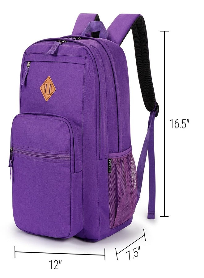ZORFIN 26L Backpack for College, and Travel: Water Resistant Bookbag, Purple, 16.5 Inch, Classical Basic Backpack for School Travel - Image 3