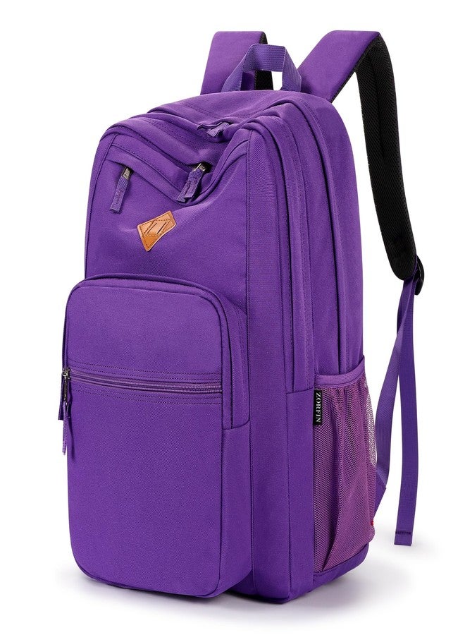 ZORFIN 26L Backpack for College, and Travel: Water Resistant Bookbag, Purple, 16.5 Inch, Classical Basic Backpack for School Travel - Image 1