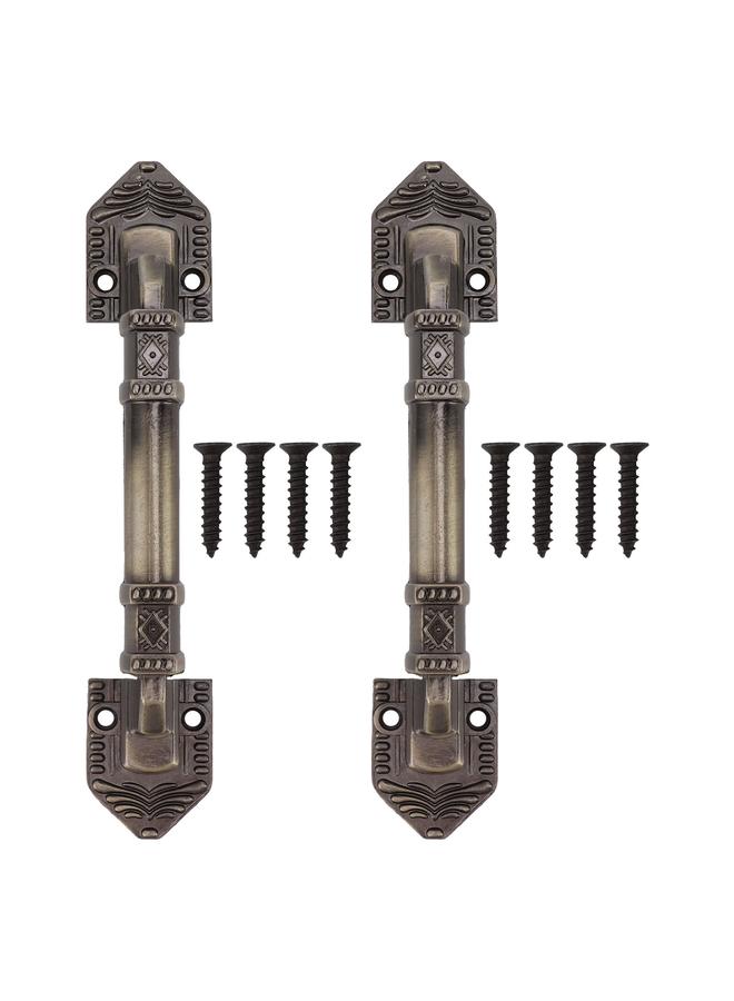 2Pcs Antique Barn Door Handles Bronze Color Easy Mounting Vintage Drawer Handle with Screws for Interior Drawer Garage