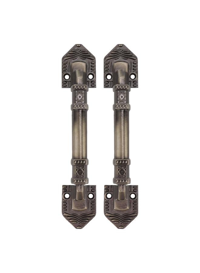 2Pcs Antique Barn Door Handles Bronze Color Easy Mounting Vintage Drawer Handle with Screws for Interior Drawer Garage