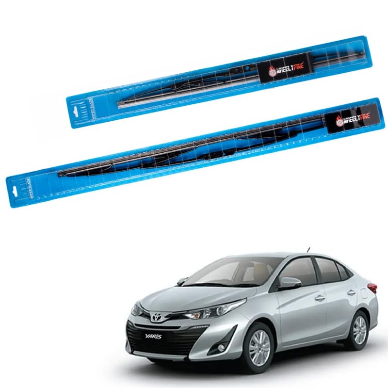 Wheelyfine Car Wiper Blades | Metal Frame | Water Repellent Windshield Wipers | Blade Refills (Toyota Yaris (2018 Onwards) Dr 24"/Pa 14") - Image 2