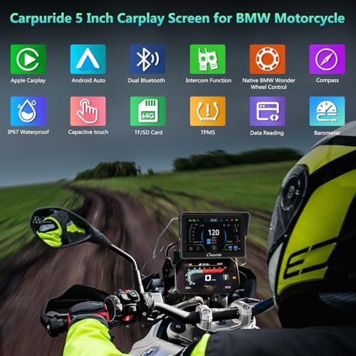 CARPURIDE W502BS for BMW Motorcycle CarPlay Android Auto Dual Bluetooth 5 Waterproof GPS Navigation Screen Data Reading Native Wonder TPMS Light Sensor Music Sharing Intercom 16Pin - Image 3