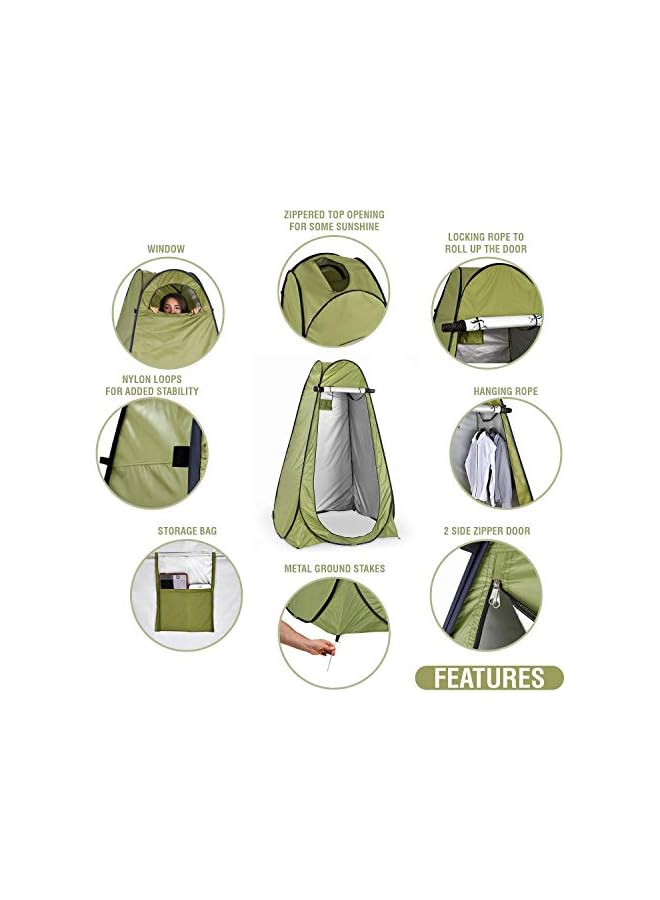 PROMASS Pop Up Privacy Tent, Instant Portable Outdoor Shower Tent, Camp Toilet, Changing Room, Rain Shelter with Window for Camping and Beach, Easy Set Up, Foldable with Carry Bag - Image 3