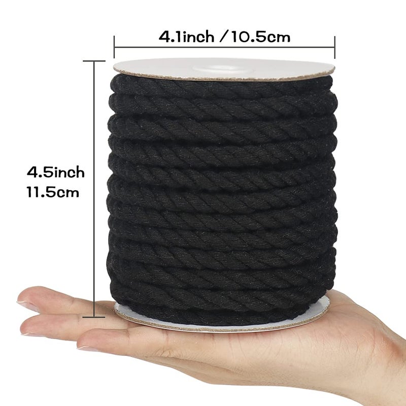 Tenn Well Black Macrame Cord 8mm, 59 Feet 3Ply Twisted Thick Cotton Rope for Crafts, Wall Hangings, Plant Hangers, Knotting, Halloween Decor - Image 5