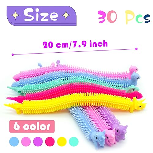 Jgalnim 30 PCS Stretchy Fidget ToySensory Fidget Worm Stretch ToysMuticolor Stretchy Strings Toy for Stress Relief Valentines Day Easter Day GiftKids or AdultsBoysGirlsCalming Party Favors - Image 5