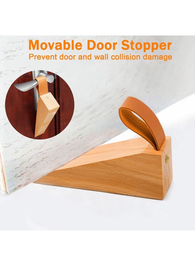 e-Times Wood Door Stopper, Solid Wooden Non-Slip Door Wedges, Sturdy and Durable Door Stop Wedge, Door Stopper Fit for Door Bottom Seam (0.2" - 1.3") 1 Pack - Image 2