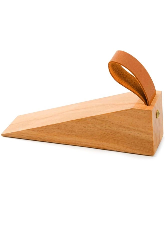 e-Times Wood Door Stopper, Solid Wooden Non-Slip Door Wedges, Sturdy and Durable Door Stop Wedge, Door Stopper Fit for Door Bottom Seam (0.2" - 1.3") 1 Pack - Image 1