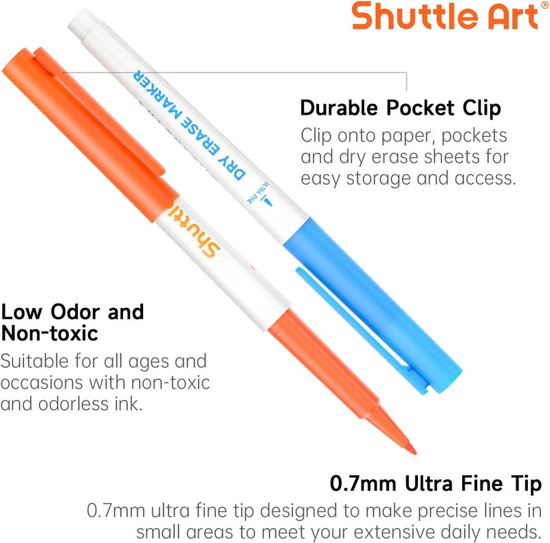 Shuttle Art Ultra Fine Dry Erase Markers, 15 Colors Whiteboard Markers with Erase, Dry Erase Markers Perfect For Writing on Whiteboards, Dry-Erase Boards,Mirrors for School Office Home - Image 4