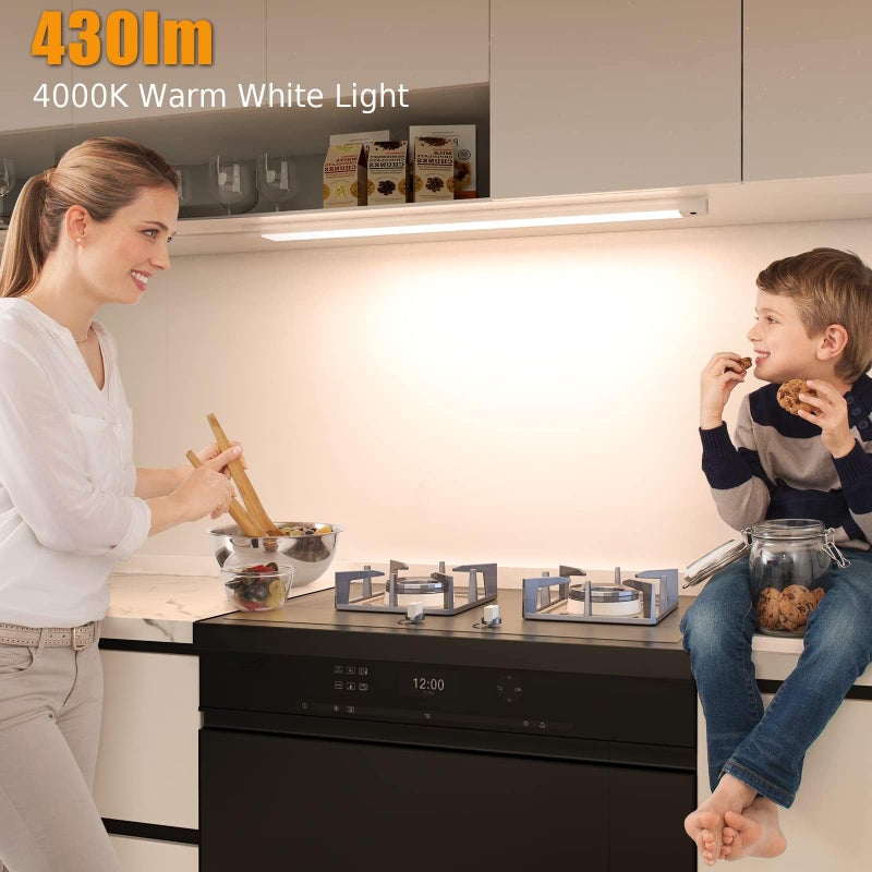MYPLUS 16 Inch Under Cabinet Lights with Hand Wave, Under Counter Lighting 4000K Natural White,Dimmable,Plug and Play,LED Lights for Kitchen Cabinet, Cupboard, Closet, Desk - Image 5
