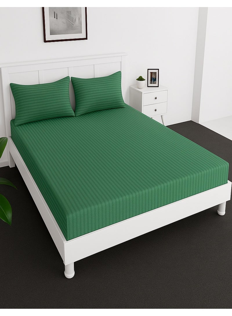 ماكسكون ملاءة سرير جاهزة +2 قطعة غطاء وسادة، مقاس كينج/كوين/مزدوج/مفرد، اللون أخضر، العمق 30 سم - Image 1