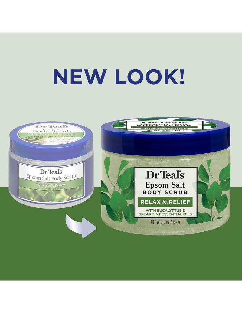 Dr Teal's Dr Teal's Pure Epsom Salt Body Scrub, Relax & Relief with Eucalyptus & Spearmint Essential Oils, 16 oz (Pack of 3)  - Image 4